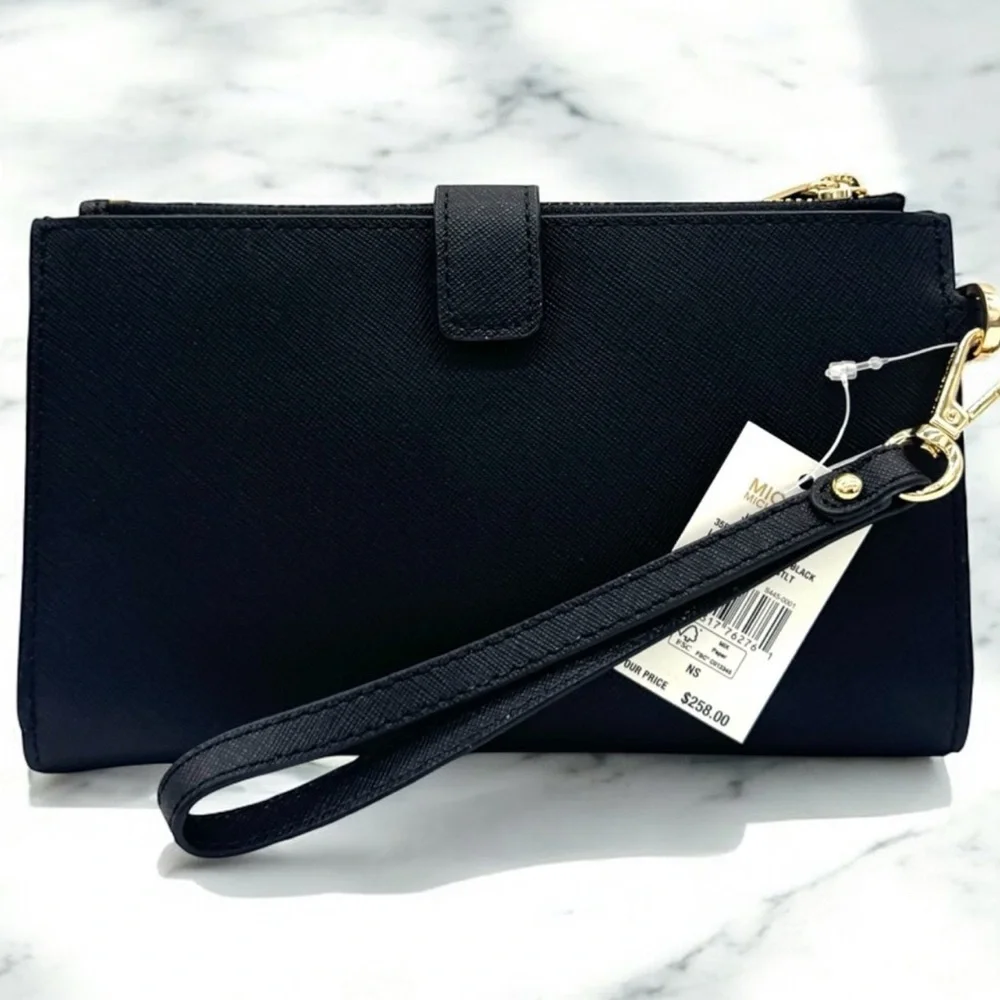 Michael Kors Large Jet Set Travel Double Zip Wallet Black - Picture 5 of 8